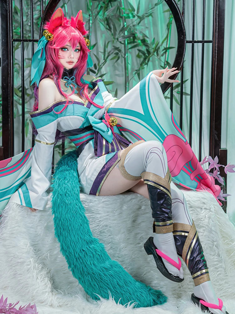 IN STOCK UWOWO Ahri Cosplay Costume Game Spirit Blossom Cosplay Ahri New The Nine-Tailed Foxx Halloween Oufit