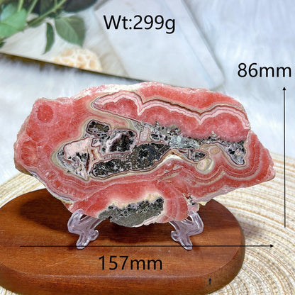 Healing Natural Crystal Rare Argentina Rhodochrosite Large Slices Slab Ore Mineral Gemstones Ornament Home Decoration Gift