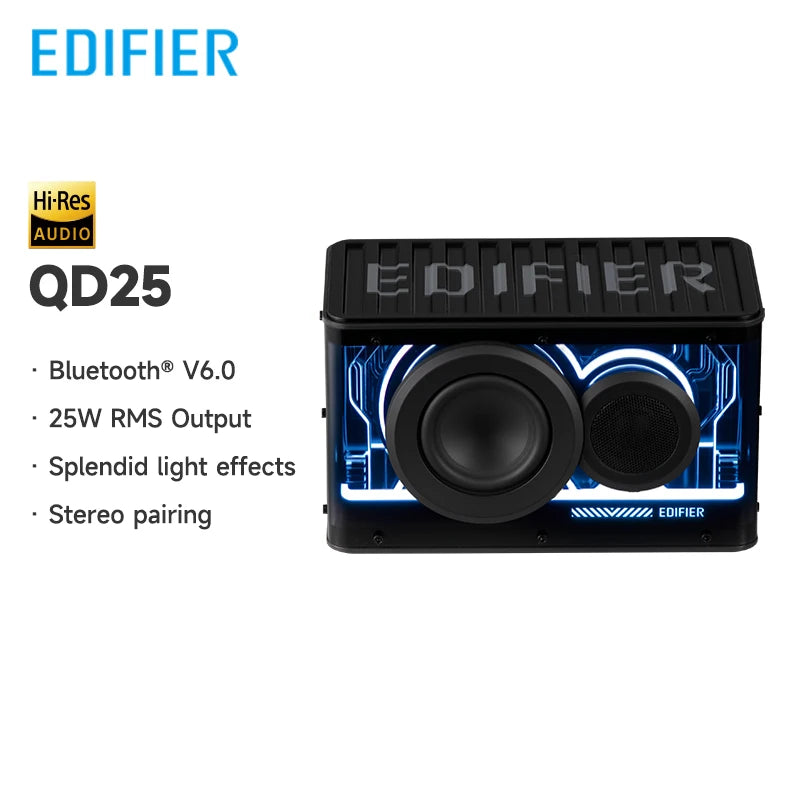 Edifier QD25 Bluetooth Speaker Tabletop Sound Box Hi-Res Audio Bluetooth 6.0 TWS Stereo 25W Output