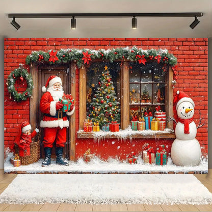 Christmas Glitter Photography Backdrop Street Xmas Gifts Pine Tree Family Portrait Festival Party Studio Photo Background Banner