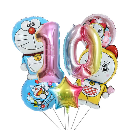 Doraemons Number 1-10 Balloons Girls Boys Birthday Decorations Baby Shower Gender Reveal Balloon Party Supplies Kids Toys Gift
