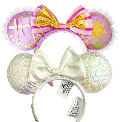 2025 Disney Solid Color Minnie Mouse Ear Headband Large Sequin Hairbands Party Christmas Halloween Cosplay Costume for Girls