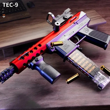TEC9 Submachine Gun Toy Model Manually Loaded Shell Soft-Bullet Gun Can Be Fired Outdoor CS Shooting Game Christmas Gift