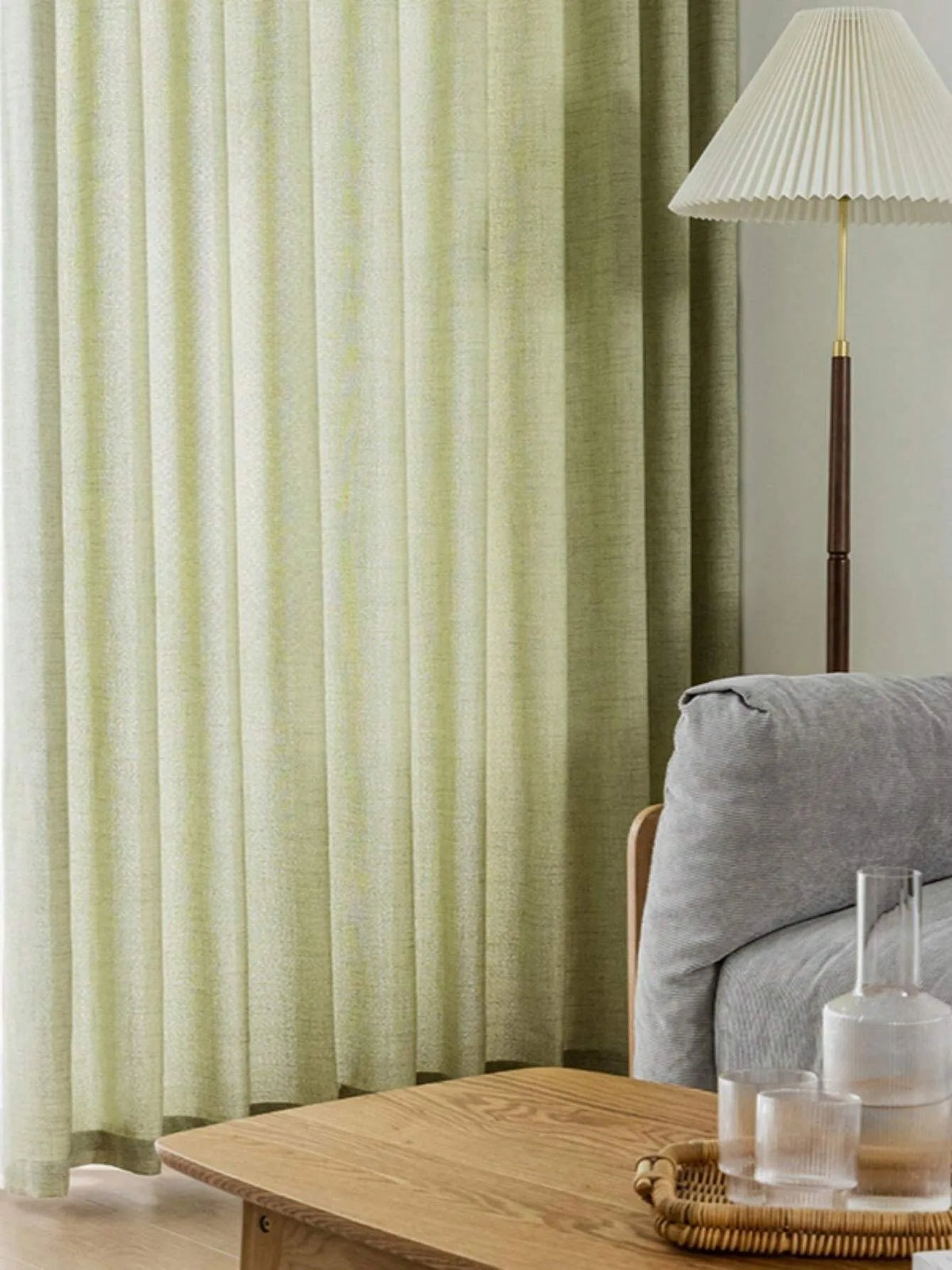 1pc Japanese Minimalist Linen-like Curtain, Blackout & Noise Reduction for Living Room & Bedroom, Sun Protection & Heat Insulati