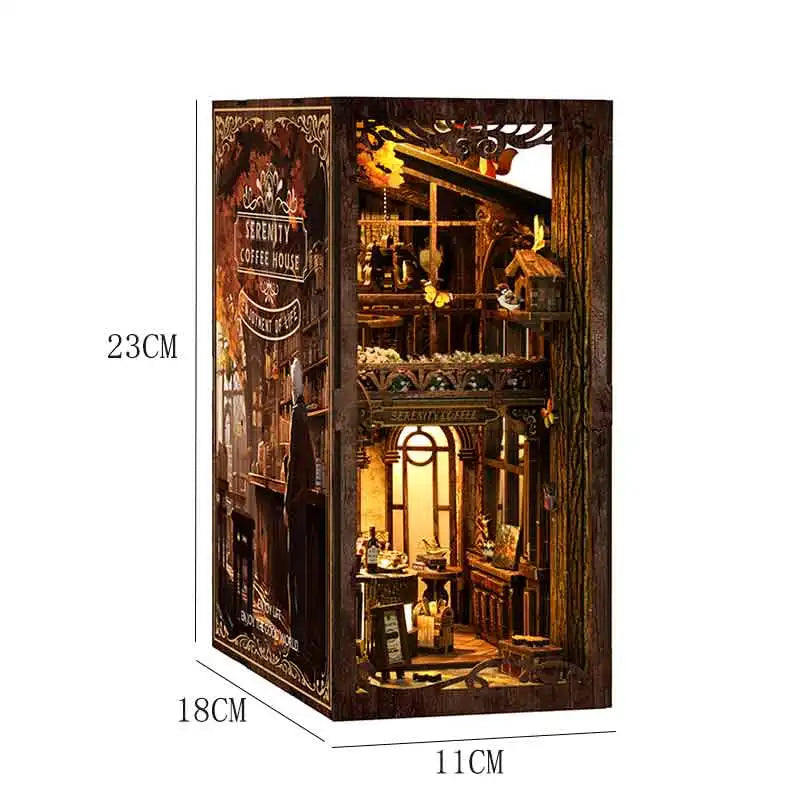DIY Book Nook Kit Magic House Wooden 3D Puzzle Bookshelf Insert Decor Dollhouse Model Bookend Building Home Decoration Gifts