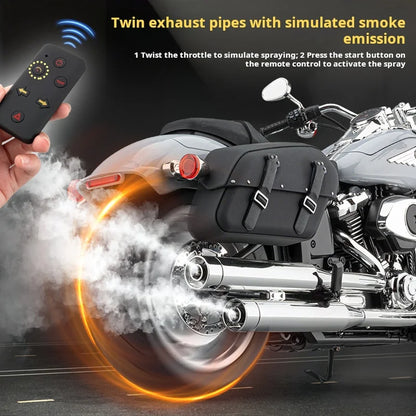 1:6 Harley Fat Boy Retro Heavy Motorcycle Diecast Alloy Simulated Remote Control Ignition & Spray Effect Toy Model Collect