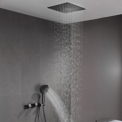 AITANA Minimalist Gun Grey Brass Ceiling Shower System Hidden Embedded Dual Handle Cold and Hot Water 2-Function Bathroom Mixer