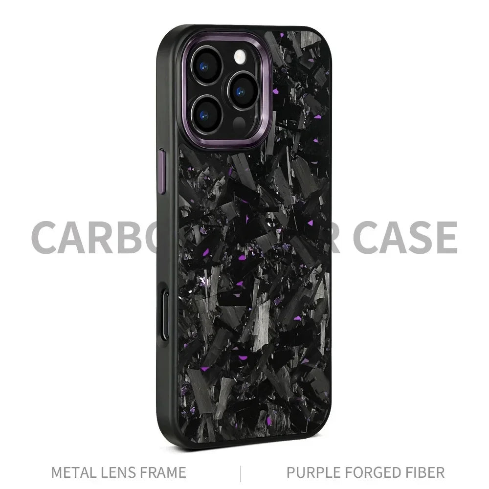Real Carbon Fiber Armor100% Cover For IPhone 16Promax 15 Pro Max 14 13 12 11 Case Metal Frame Wireless Charge Forged Fiber Cover