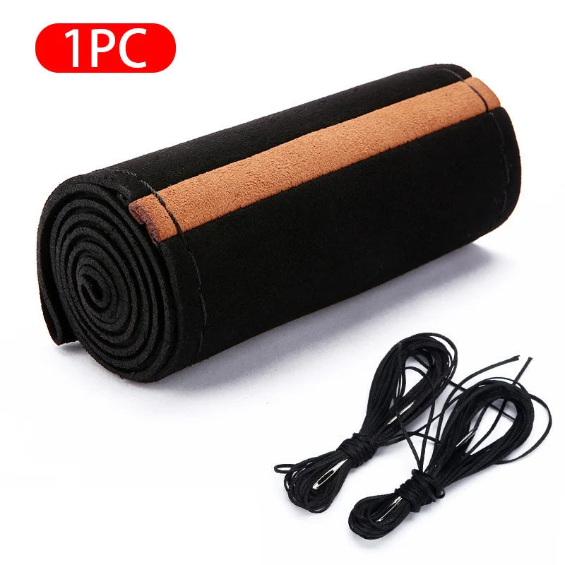 Fur Steering Wheel Cover For Car Universal 38cm Braided Car Steering Wheel Protection Cover Leather Anti Slip Interior Parts