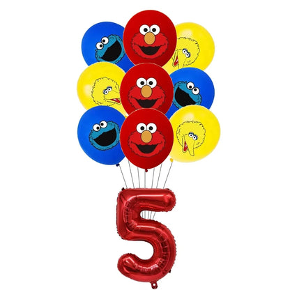 Cartoon Sesames Streeted Birthday Party Decoration Elmo Theme Balloon Set Plates Tissue Tablecloth Party Supplies Baby Shower