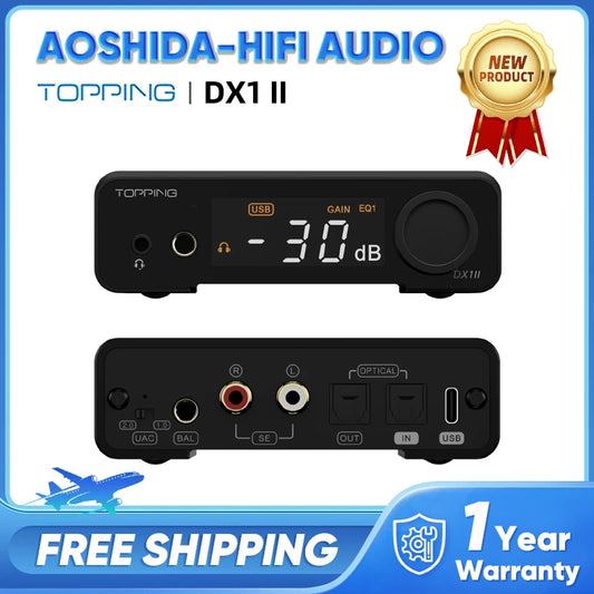 Topping DX1 II Hi-Res Audio Gaming Ready DAC / AMP Headphone Amplifier ES9039Q2M PCM24/192 1000MW*2 Compatible with Switch/PS5