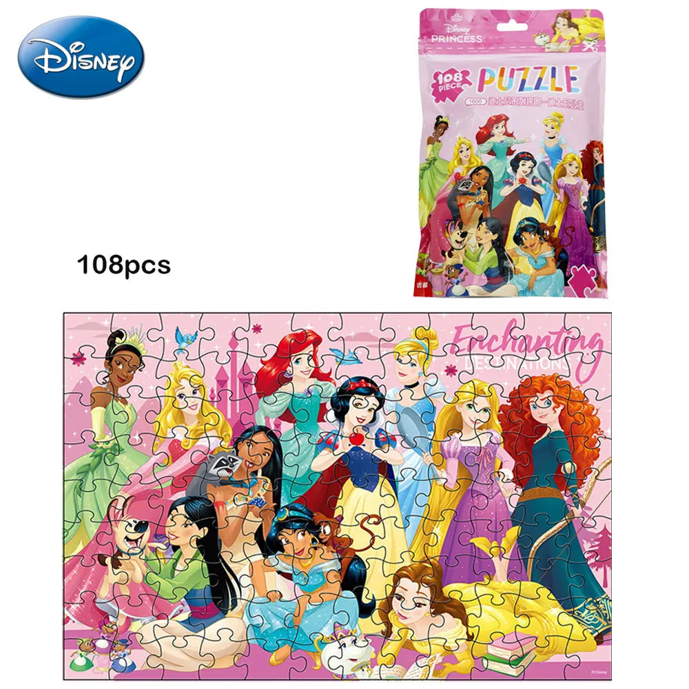 1Set Disney Princess Officially Licensed Cartoon Jigsaw Puzzles Wall Décor Puzzle Accessories Family Activity DIY Assembled Gift