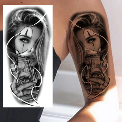 1 Sheets Chicano Prison Gangster Temporary Tattoos For Women Men Adults Fake Tattoo Sticker Water Transfer Self Adhesive Arm Leg