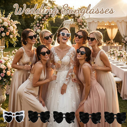 12-100Pcs Wedding Sunglasses for Guests Heart Shaped Sunglasses Bachelorette Party Glasses Bridal Shower Party Favors Photo Prop