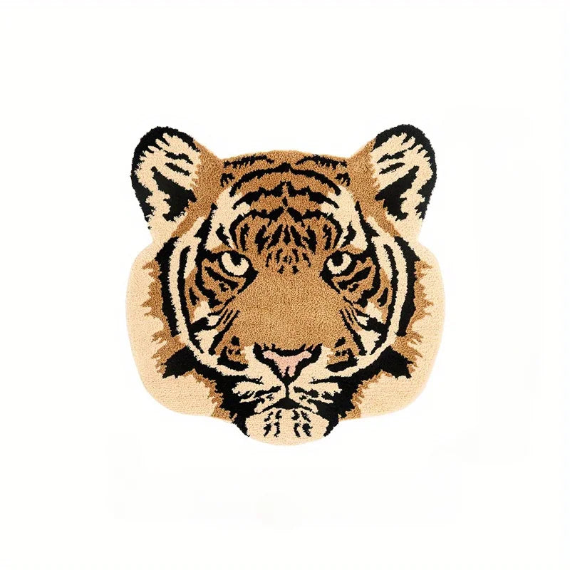 Tiger Head Pattern Carpets for Living Room Home Plush Study Animal Rug Fluffy Soft Bedside Mat Light Luxury Bedroom Decor Carpet