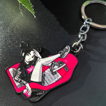 JDM Style Key Chain Sexy Girl 3D Metal Zinc Alloy Keychain Holder Car Motorcycle Key Ring Pendant Wheel Auto Accessories Gift