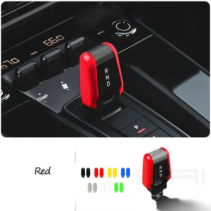 Car Carbon Fiber Gear Carmine Red Shift Lever Knob Trim Cover for Porsche 911 992 2020-2025 Replacement Modified Accessories