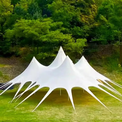 Waterproof Canvas Lotus Tipi Tent Wood Pole Glamping Tent Outdoor Resort Camping Wedding Event Custom Design