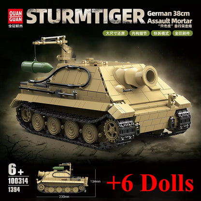 1394pcs Sturmtiger Tank Building Blocks Kit Scene Of Military Equipment Bricks Model Assembly Desk Decoration Toy Kids Gifts