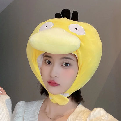 Cute Psyduck Hat Kawaii Japanese Style Plush Hat For Girl Warm Hat For Winter Funny Photo Props Christmas Gift