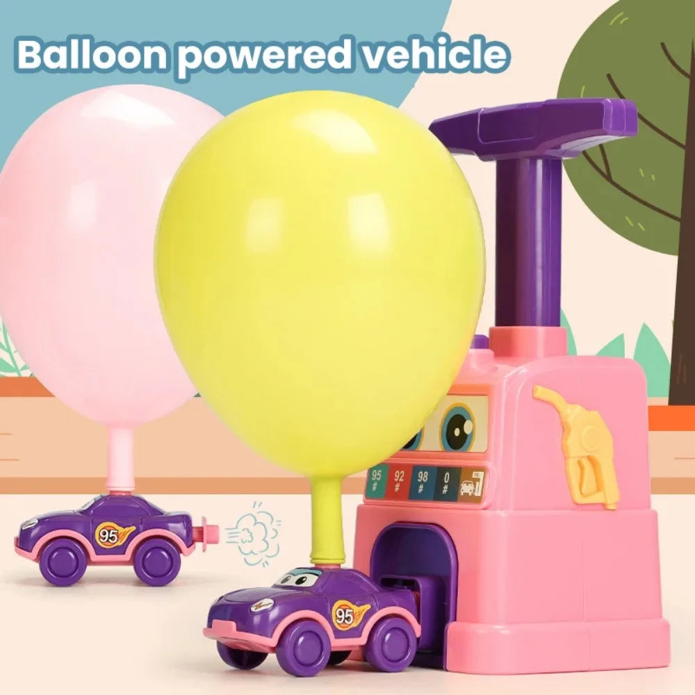 Children's Balloon Car Launcher Toy Balloon Powered Toys Inflatable Hand Push Mini Balloon Party Preschool Education Toy Gift