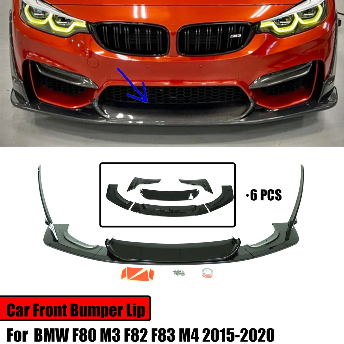 Car Front Bumper Lip For BMW F80 M3 F82 F83 M4 2015 - 2020  LPT Style  Spoiler Splitter Carbon Fiber Style Accessories Body Kit