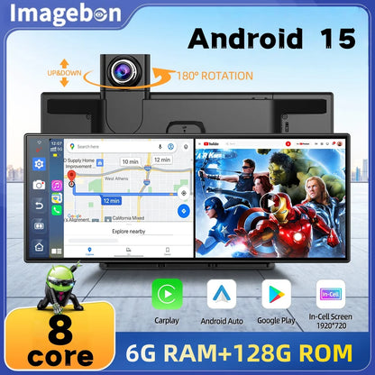 Imagebon P70Plus 11.4" Android 15 8Core 6+128G CarPlay Android Auto Dash Cam Split Screen Video Recorder WiFi YouTube AI GPS DVR