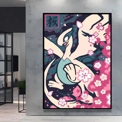 1pc frameless Canvas Paintings Retro Canvas Poster Prints Pokemon Gengar Blastoise Cartoon Character Picture Wall Art Home  Chil