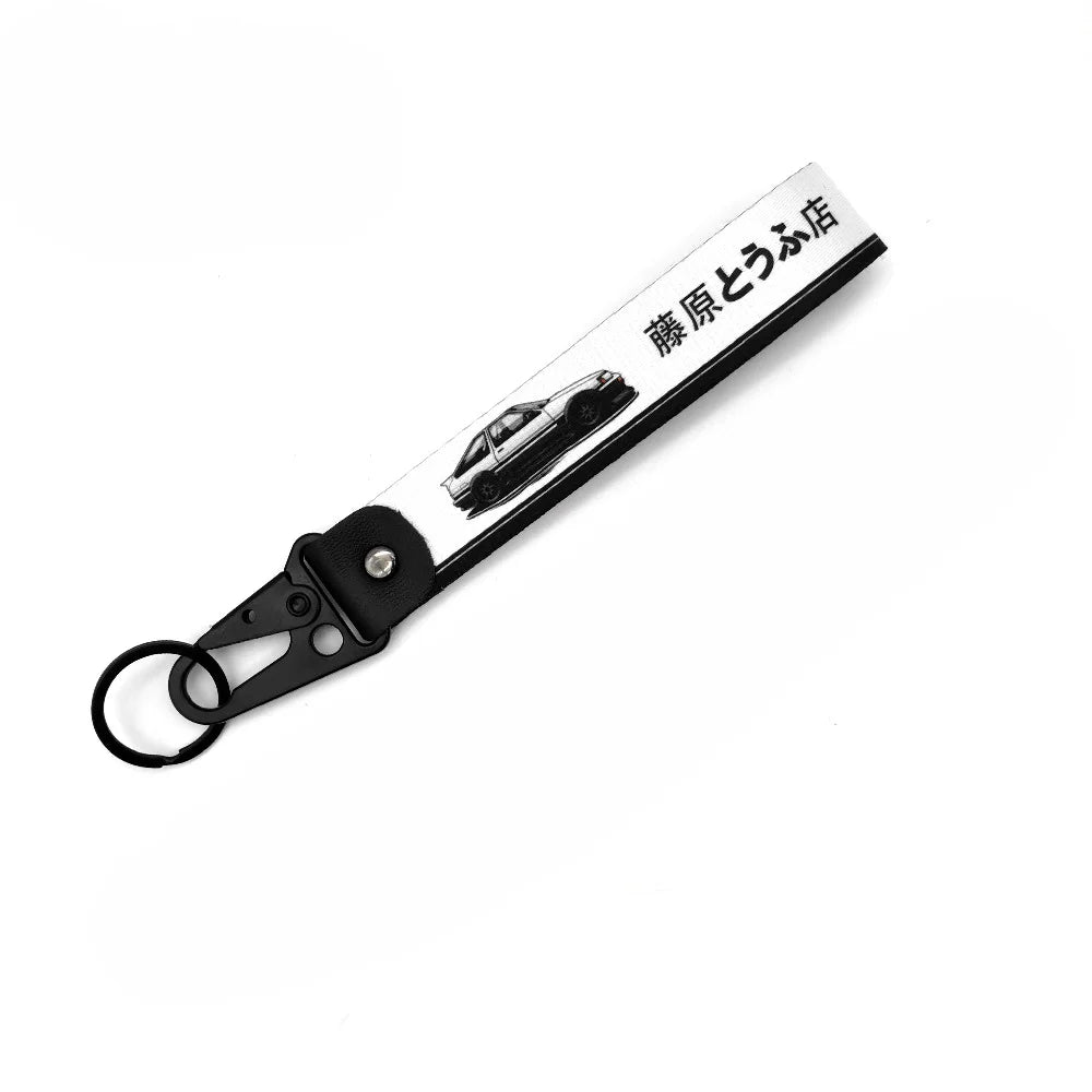 Newest JDM Style Car Keychain Nylon Initial D Gift Lanyard Keyring Auto Key Steel Spring Clip Key Starp Key Pendant