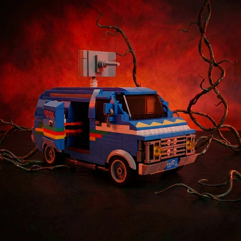 80s Retro Vehicle MOC Building Blocks Toys Car Strange Van Mystery Town Bricks Collectible Gift for Adult Fans Upside Down World