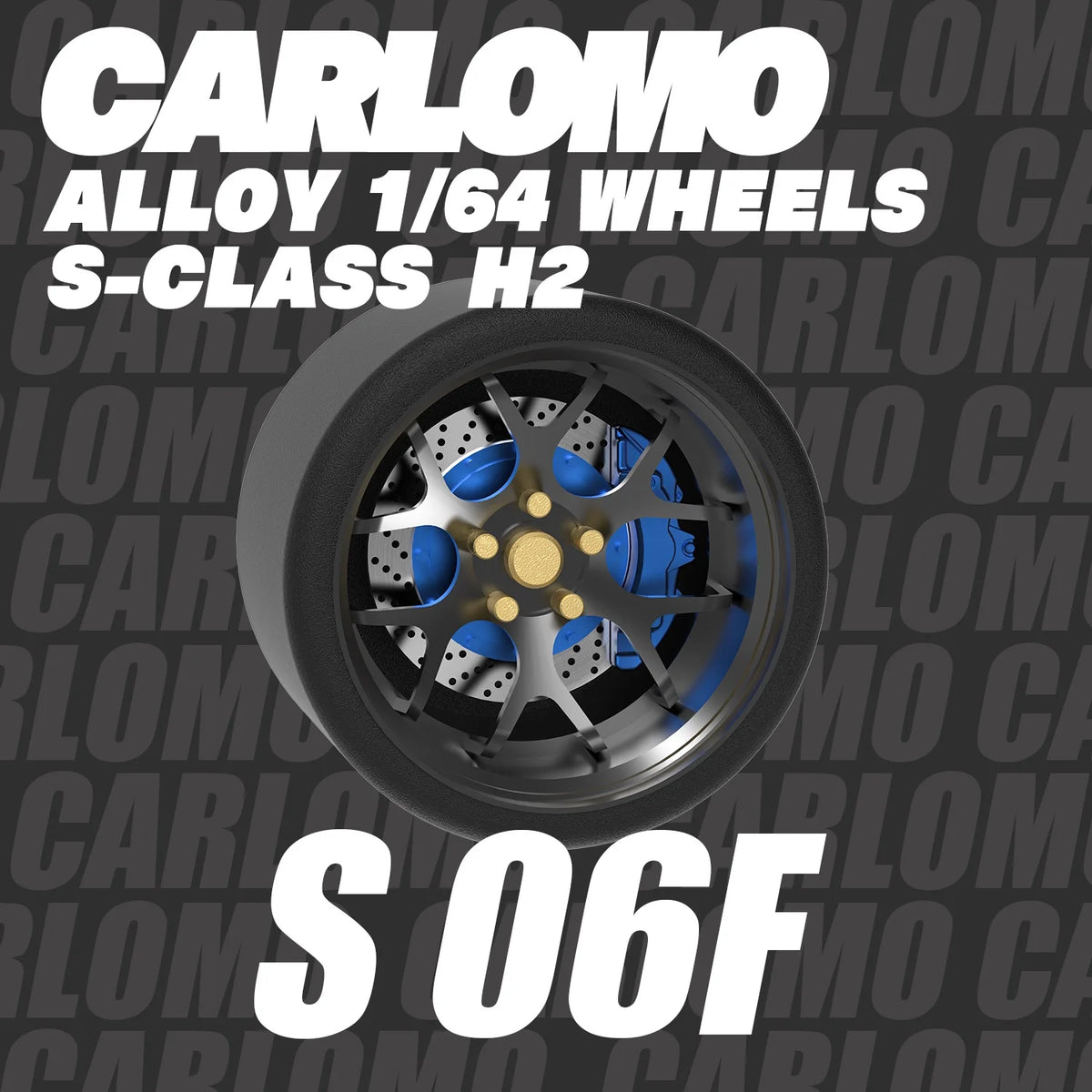 Carlomo S-Class Brand New 1/64 Alloy Wheels Rubber Tires with Brake Disc Assembly Rims for Model Diecast Car for model cars
