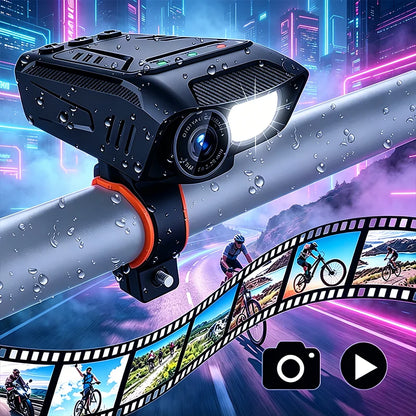 1080P Cycling Camera 30FPS Bicycle Camera Motorcycle Camera Rainproof with LED Flashlight Bike Horn Build-in Battery for Outdoor