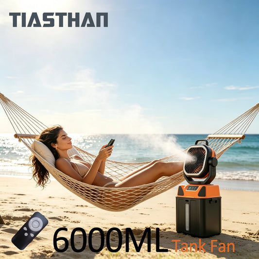 Multifunctional Outdoor Camping Fan 6L Water Tank Spray , Lighting, Hook, Cool Mist Spray, Remote Control, for Hot Summer Nights