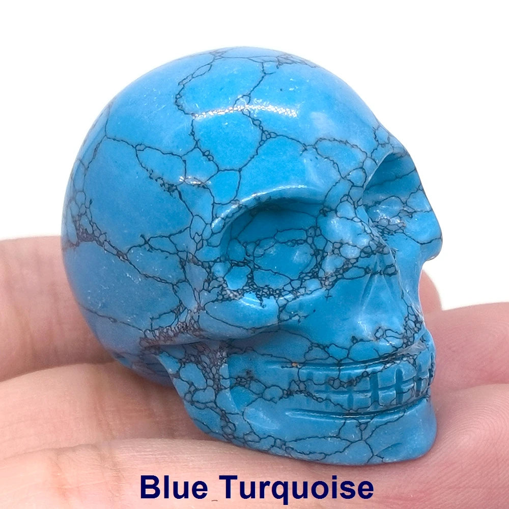 Wholesale 1.5" Natural Stones Crystal Skull Statue Amethyst Quartz Tiger Eye Carved Ore Mineral Crystals Figurine Home Decor