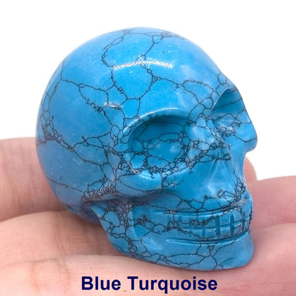 Wholesale 1.5" Natural Stones Crystal Skull Statue Amethyst Quartz Tiger Eye Carved Ore Mineral Crystals Figurine Home Decor