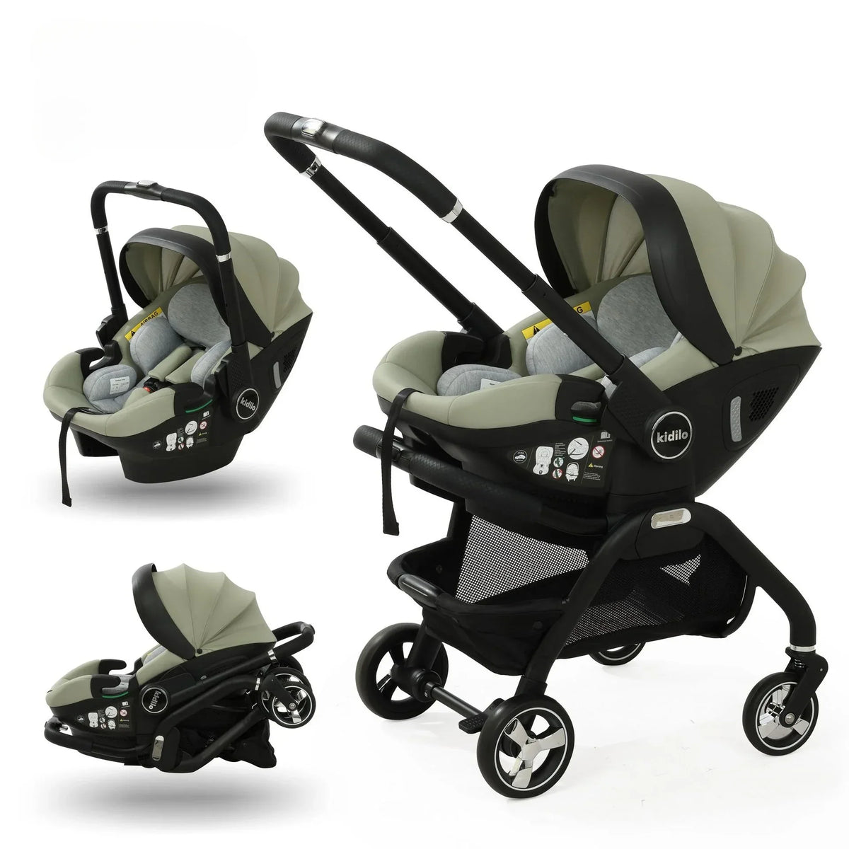 3-in-1 Baby Stroller, Baby Safety Seat, Newborn Sleeping Basket, Portable with 5 Color Choices Suitable for Ages 0-3
