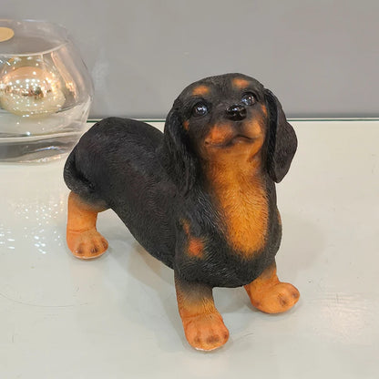 Realistic Resin Dachshund Figurine Lifelike Puppy Animal Sculpture Suitable for Outdoor Gardens Home Decor Pet Lovers
