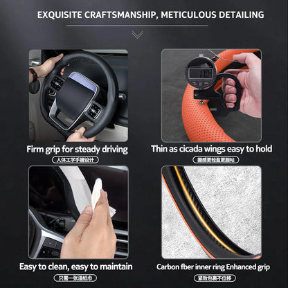 2026 Suitable For PORSCHE Cayenne Macan 911 Panamera Taycan 718 Luxury High Quality Nappa Leather Car Steering Wheel Cover