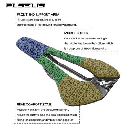 Plselis Lightweight Road Bicycle Saddle High-Strength Carbon Fiber 3D Printed 165g Cycling Cushion Riding Accessories