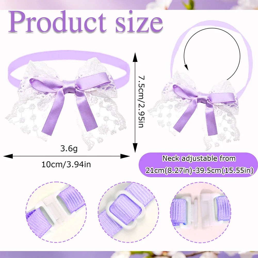 50/100PCS Adjustable Lace Dog Bow Tie Collar for Small Dogs Bowties Cats Necklace Cute Satin Pet Neckwear Pet Accessories Bulk