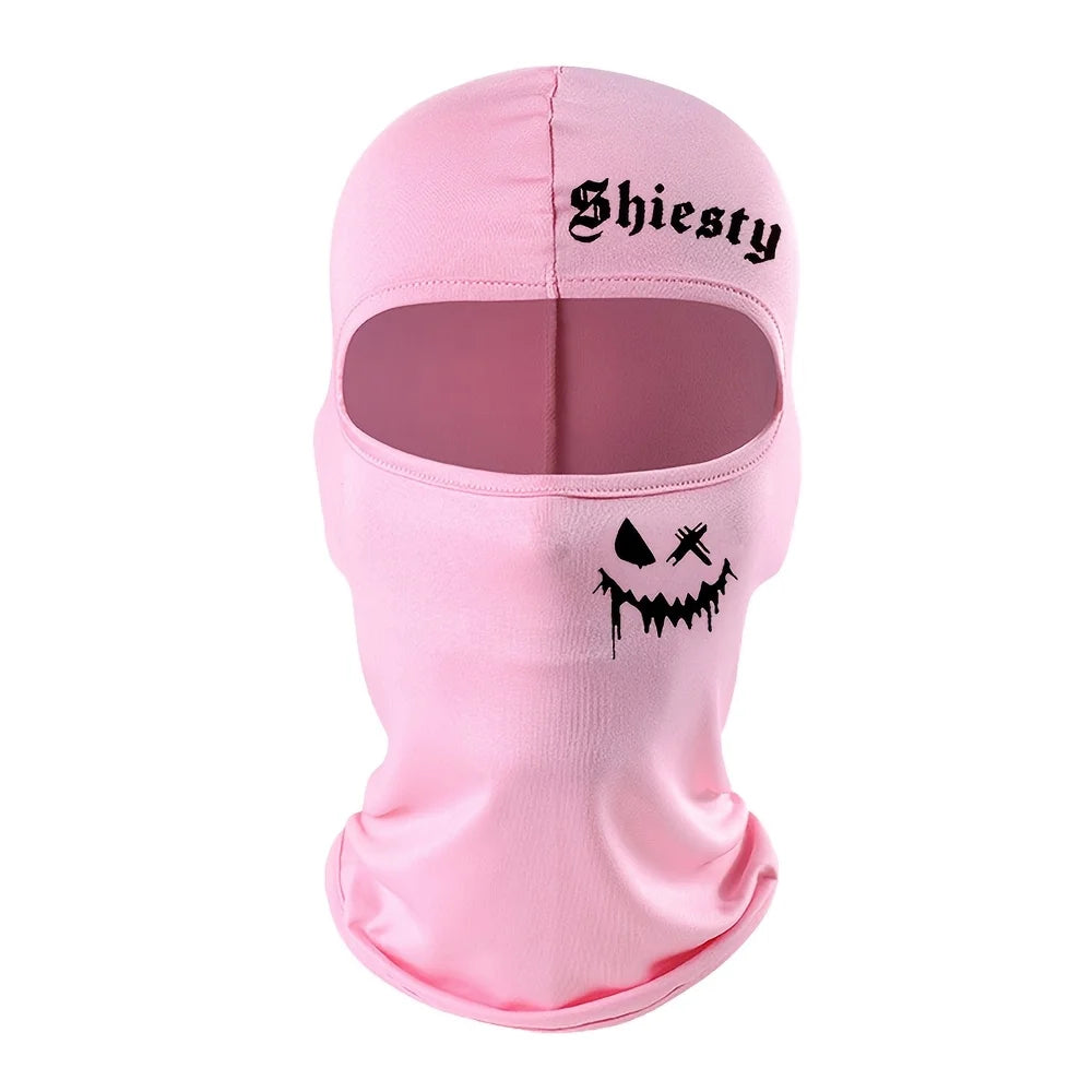 Smiling face print Balaclava face mask, summer cool neck cover, motorcycle skiing scarf, unisex