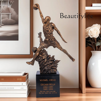 Michael Jordan 23 Resin Sculpture Handmade Art ResinStatues Bronze Finish Statues Home Art Decor Gift