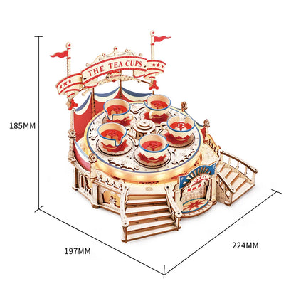 Robotime Magic Amusement Park Wooden Toys DIY Music Box Moveable 3D Wooden Puzzle for Kids Gifts for Christmas EA