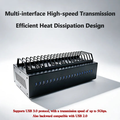 Newest 3.0 USB 5 Gbps Multi-functional 20-Port USB Hub Chassis Mobile Farm Unified Management Fast Data Transfer