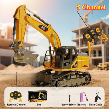 Electric Remote Control Excavator Model Toys Wireless 2.4G Fourteen Channel Drilling Grabber Toy Adult Birthday Gifts