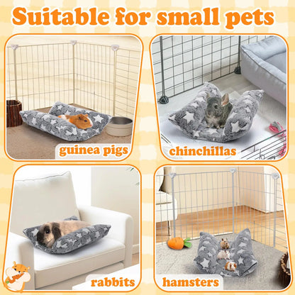 Rabbit Bed - Thick and Soft Concave-Shaped Rabbit Bed, Pillow-Style Soft Cushion, with Recliner-Style Pillow, Suitable for Indoor Rabbits in Cages, Gift for Sleeping, Gray Star Pattern
