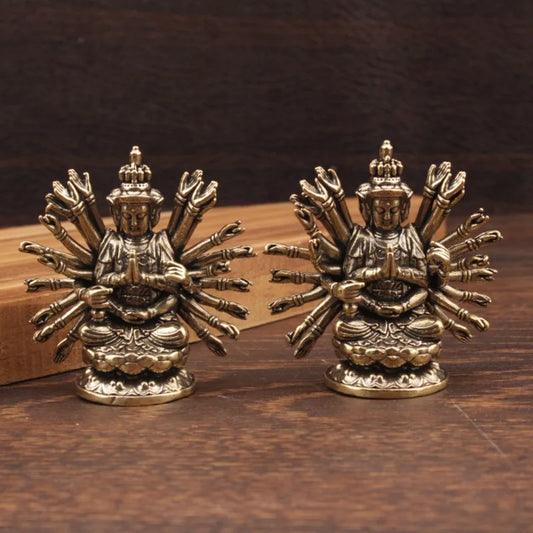 Thousand Hand Guanyin Figure Home Decor Ornament Home Copper Sculpture Crafts Decoration Buddha Statue Ornament