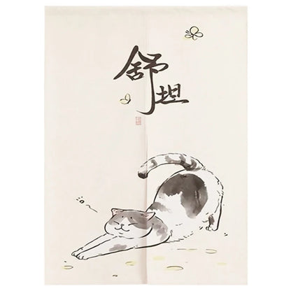 Japanese Ukiyo-e Tattoo Cat Noren Door Curtain Printed Doorway Curtain Kitchen Bedroom Entrance Decoration Hanging Half-Curtains