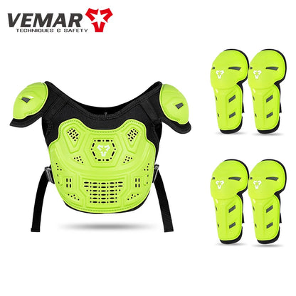 Kids Motorcycle Riding Body Armor/Elbow Knee Protector Children Motocross Back Vest Chest Off-Road Moto Cycling Protective Gear