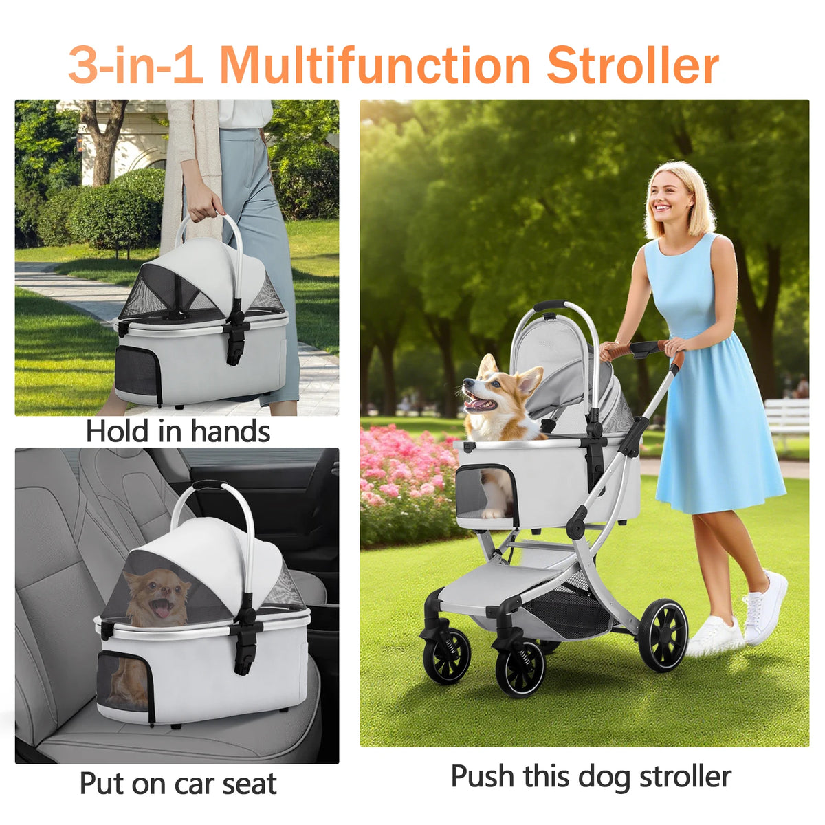 STLFFactory Price Foldable Pet Stroller with Shock Absorbers and Mesh Windows for Cats and Dogs